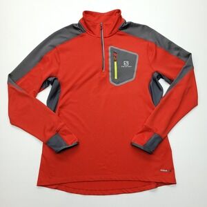 Salomon Pullover Womens L Red‎ 1/4 Zip Advance Skin Warm Outdoor Base Layer